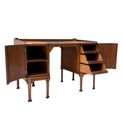 Art Deco Amsterdamse School Oak Pedestal Desk, 1920s